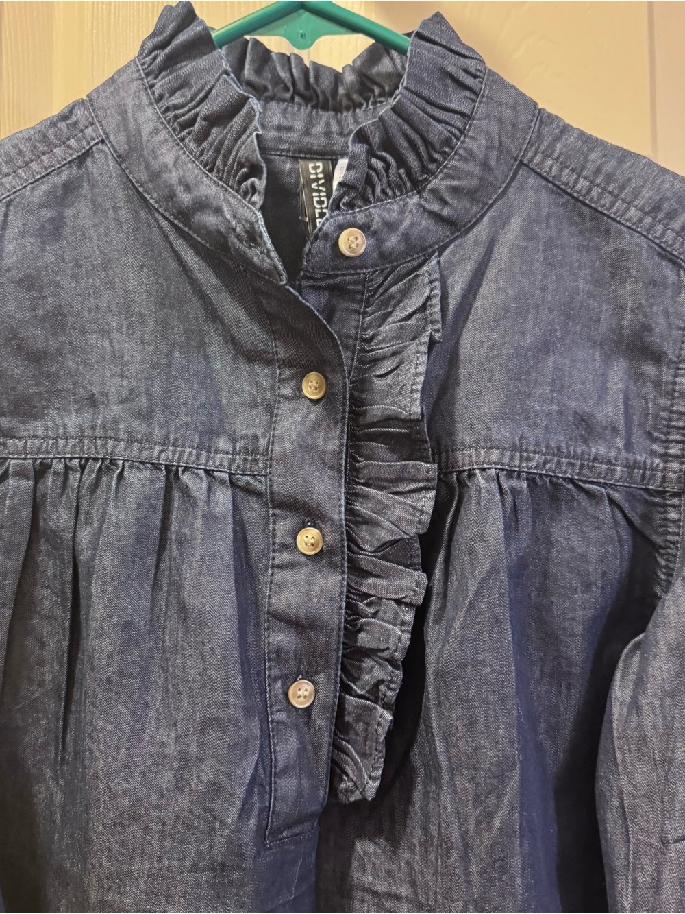 H&M Ruffle-Neck Denim Top - Picture 4 of 6
